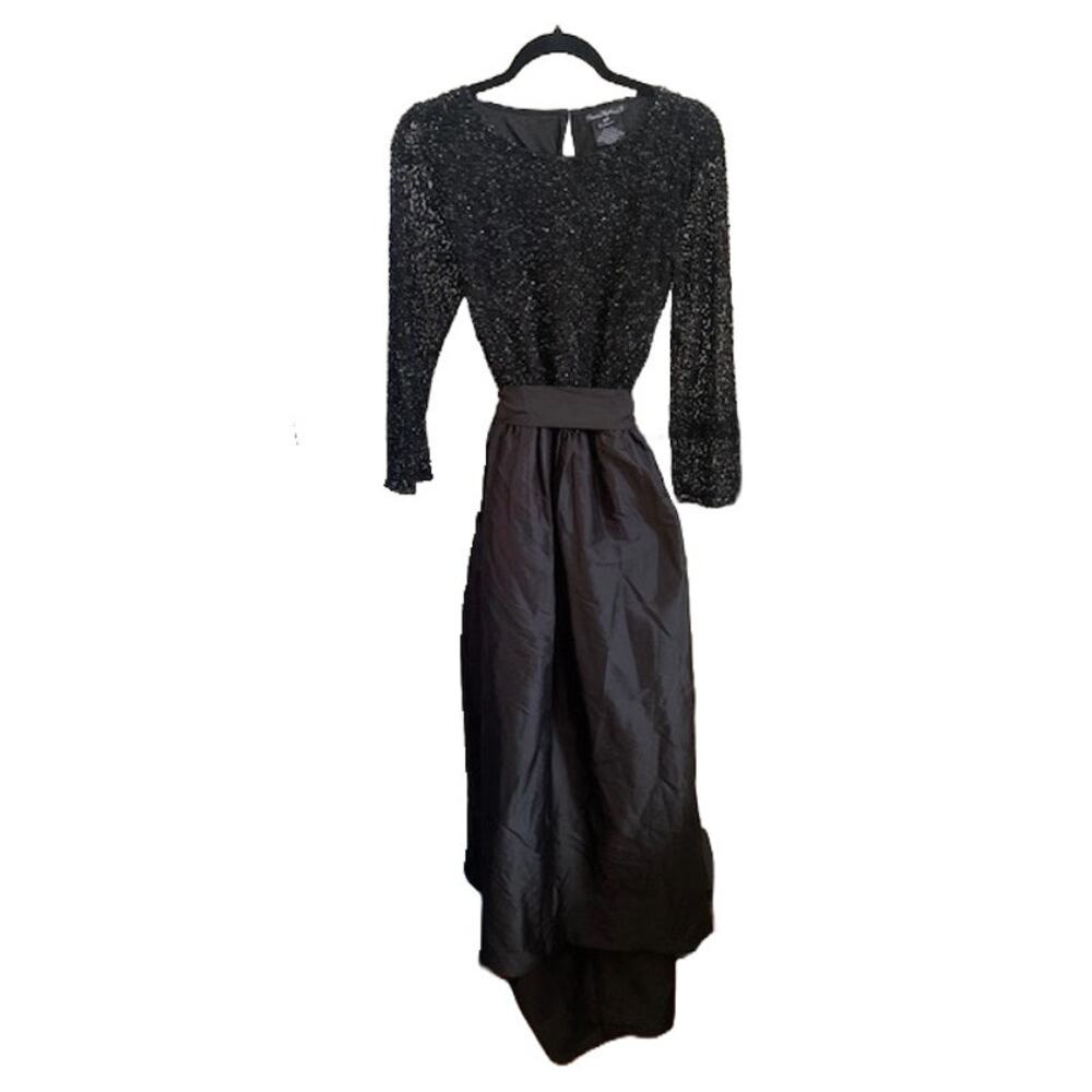 Pisarro Nights Womens Black Sequin Taffeta Evening Gown Dress 12P D-2450P